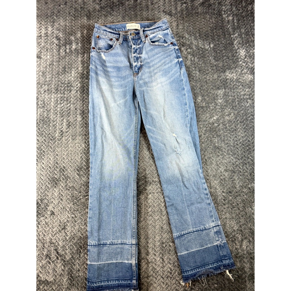 Abercrombie & Fitch Curve Love Ultra High Rise Ankle Straight Jeans Blue 24 00R